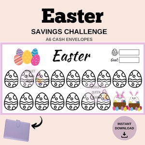 Easter Savings Challenge - Easter Tracker - A6 Cash Envelopes - Holiday Savings Tracker - Printable Budget Binder Insert - Mini Tracker a6