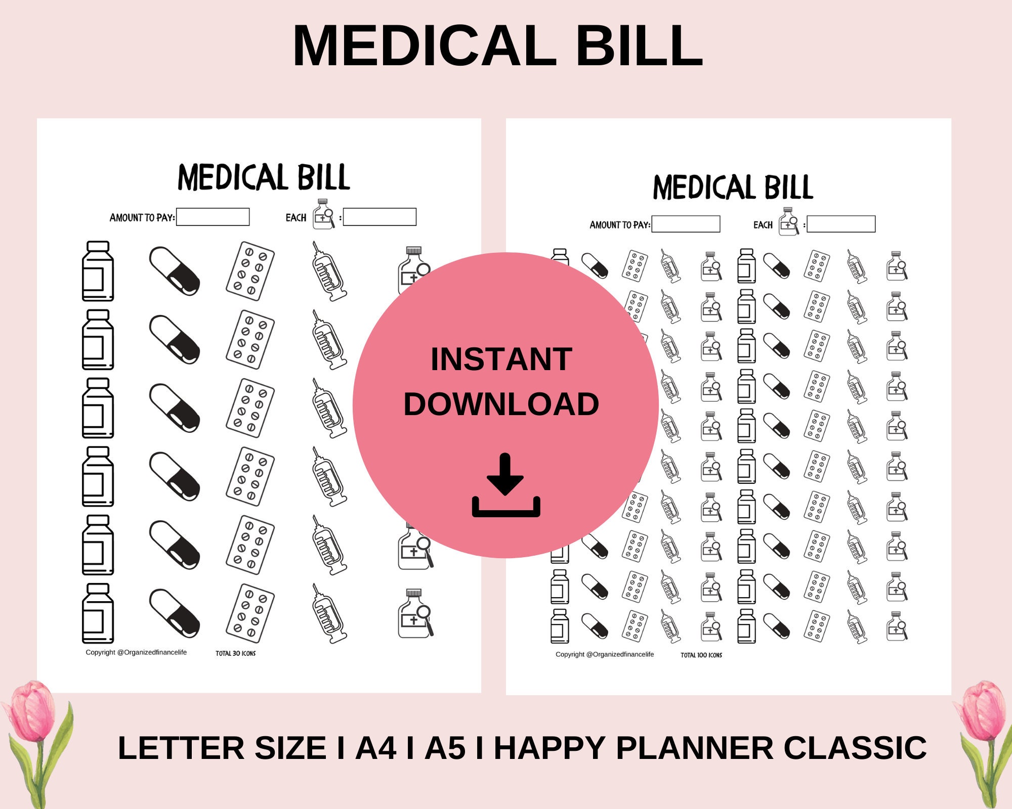 medical bill savings challenge pdf printable i medical bill etsy canada