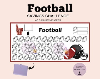 Football Savings Challenge - Football Tracker - A6 Cash Envelopes - Football Fund - Mini Savings A6 - Printable Budget Binder Insert