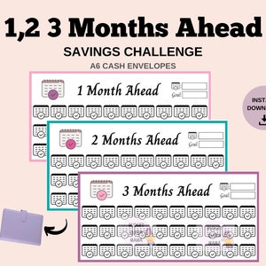 One Month Savings Challenge - One Month Ahead Tracker - Month Ahead Savings Bundle - A6 Geldumschläge - Mini Savings Challenge - Bundle a6