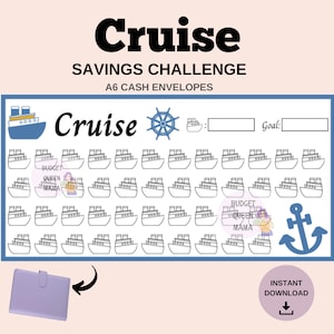 Cruise Savings Tracker A6 - Cruise Savings Challenge A6 Cash Envelope - Vacation Savings Challenge - Cruise Tracker -Printable Budget Binder