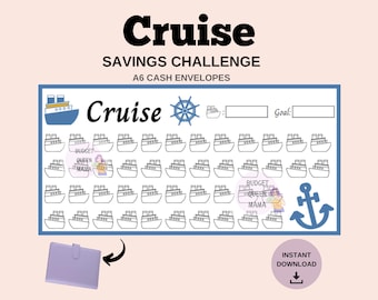 Cruise Savings Tracker A6 - Cruise Savings Challenge A6 Cash Envelope - Vacation Savings Challenge - Cruise Tracker -Printable Budget Binder