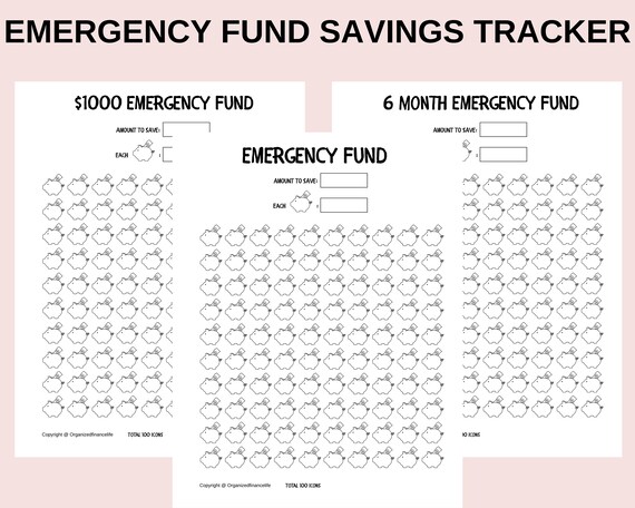 Emergency Fund Savings Tracker PDF Printable Savings Tracker | Etsy