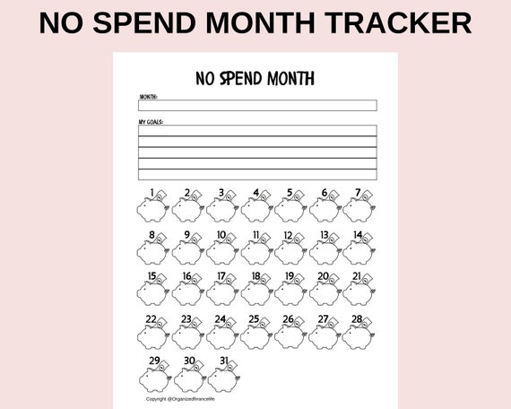 No Spend Month PDF printable No Spend Chart No Spend Monthly | Etsy