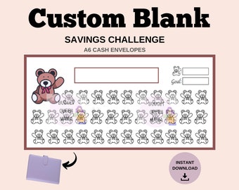 Custom Blank Savings Challenge A6 - A6 Cash Envelopes - Mini Savings a6 - Printable Budget Binder Insert - Mini Tracker a6