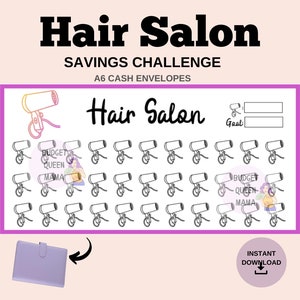 Hair Salon Savings Challenge - Hair Salon Tracker - Beauty Tracker - A6 Cash Envelopes - Printable Budget Binder Insert-Mini Savings Tracker