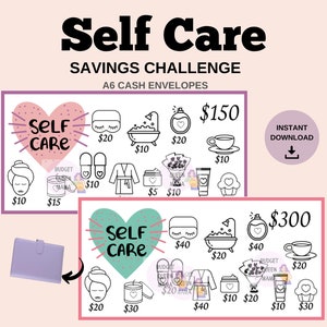 Self Care Savings Challenge - Self Care Tracker a6 - A6 Cash Envelopes Tracker - Mini Savings Challenge A6 - Printable Budget Binder Insert