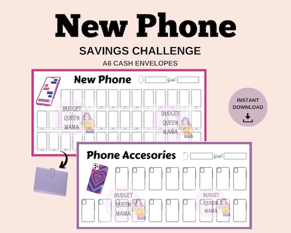 New Phone Savings Challenge - Phone Tracker A6- New Phone Savings - Mini Savings A6 - Fits A6 Cash Envelopes - Mini Savings Bundle a6