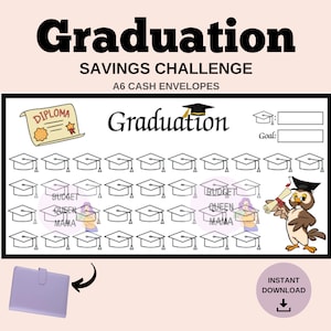 Graduation Tracker - Graduation Savings Challenge for A6 Cash Envelopes - Money Savings a6 - Printable Budget Binder Insert -Mini Tracker a6