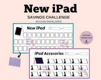 iPad Savings Challenge - iPad Tracker - iPad Savings Tracker - Electronics Tracker - A6 Cash Envelopes - Savings Bundle a6 - Mini Savings a6