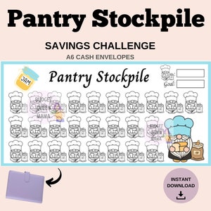Pantry Stockpile Tracker - Pantry Savings Challenge - A6 Cash Envelopes - Pantry Savings Tracker A6 - Mini Savings A6 - Budget Binder Insert