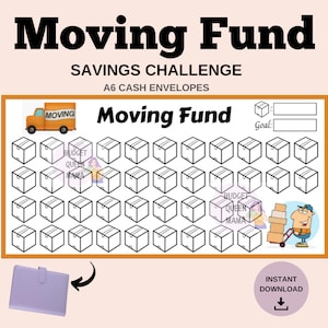 Umzugsgeld-Spar-Challenge - Umzugsgeld-Tracker - A6 Geldumschläge - Geldumschlageinlage A6 - Budget Binder Einlage A6- Mini Tracker A6