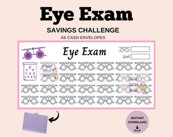 Eye Exam Savings Challenge - Eye Exam Tracker - A6 Cash Envelopes - Eye Doctor Savings - Mini Savings Tracker a6 - Budget Binder insert a6
