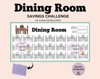 Dining Room Savings Challenge - Dining Room Tracker - A6 Cash Envelopes - New Furniture Savings - Mini Savings A6 - Budget Binder Insert a6