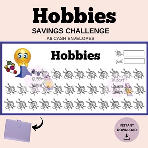 Hobbies Savings Challenge A6 Cash Envelopes - Hobbies Tracker a6 - Mini Savings Challenge Tracker - Mini Tracker a6- Budget Binder Insert a6