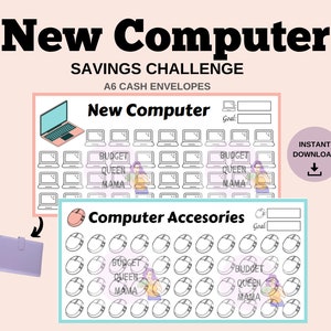 Neue Computer Savings Challenge - Computer Tracker - Mini Savings Bundle a6 - Elektronik Tracker a6- Laptop Tracker - Passend für A6 Geldumschläge