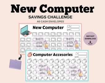 New Computer Savings Challenge - Computer Tracker - Mini Savings Bundle a6 - Electronics Tracker a6- Laptop Tracker - Fits A6 Cash Envelopes