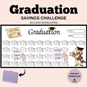 Graduation Savings Challenge - Graduation Savings Tracker - A6 Geldumschläge - Mini Savings Tracker a6 - Ausdruckbare Budget Binder Einlage a6
