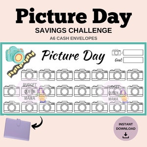 Picture Day Savings Challenge - Picture Day Savings Tracker - Back to School a6 - A6 Cash Envelopes - Printable Budget Binder Insert a6