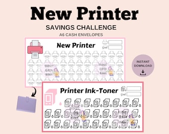 New Printer Savings Challenge - New Printer Tracker - Printer Ink and Toner Savings - Fits A6 Cash Envelopes - Mini Savings Bundle a6