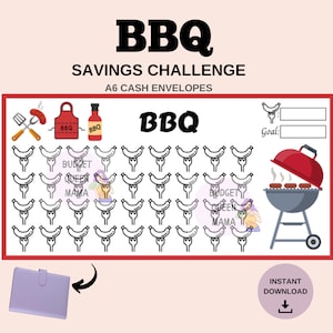 BBQ Tracker - BBQ Savings Challenge - Fits A6 Cash Envelopes - Mini Challenge a6 - Money Savings Challenge a6 - Printable Budget Binder a6