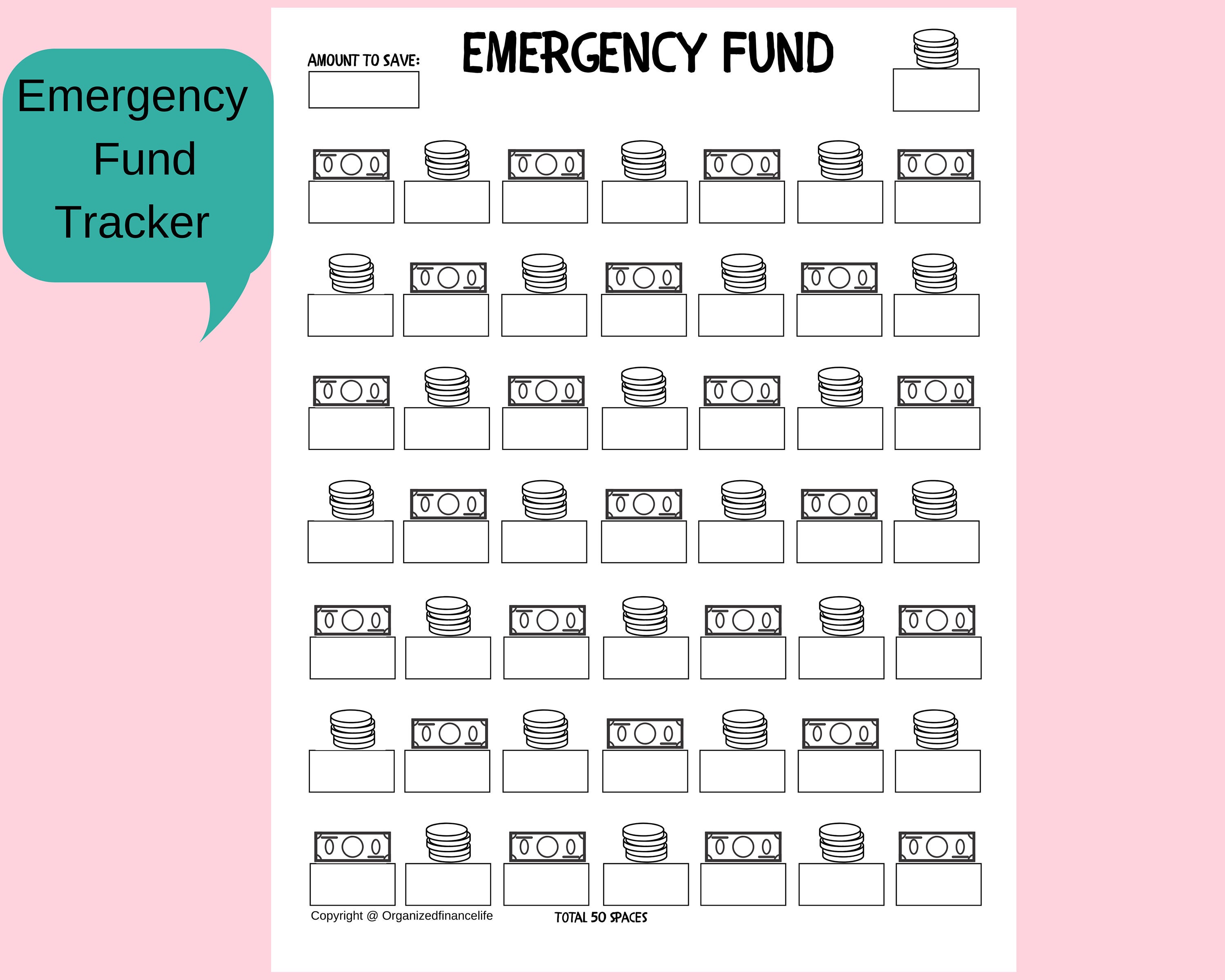 Emergency Fund tracker PDF Printable | Etsy