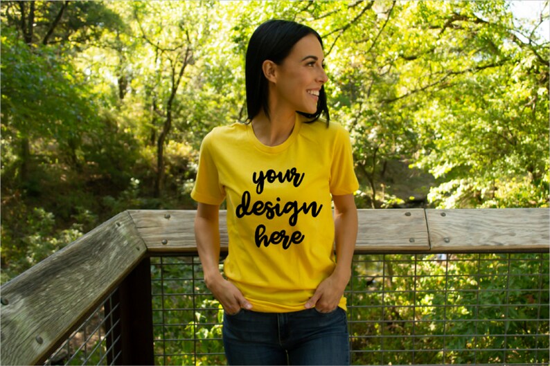 Download Bella Canvas 3001 Heather Yellow Gold Shirt Mockup Yellow ...