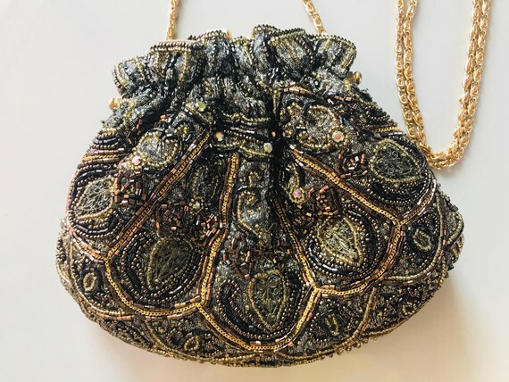 Beaded Evening Bag With Filigree Hearts, Kiss Cla… - image 2