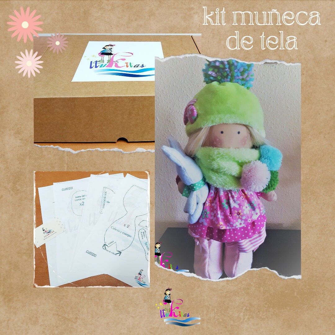 Fabric Doll Kit includes Tutorial and Materials Etsy