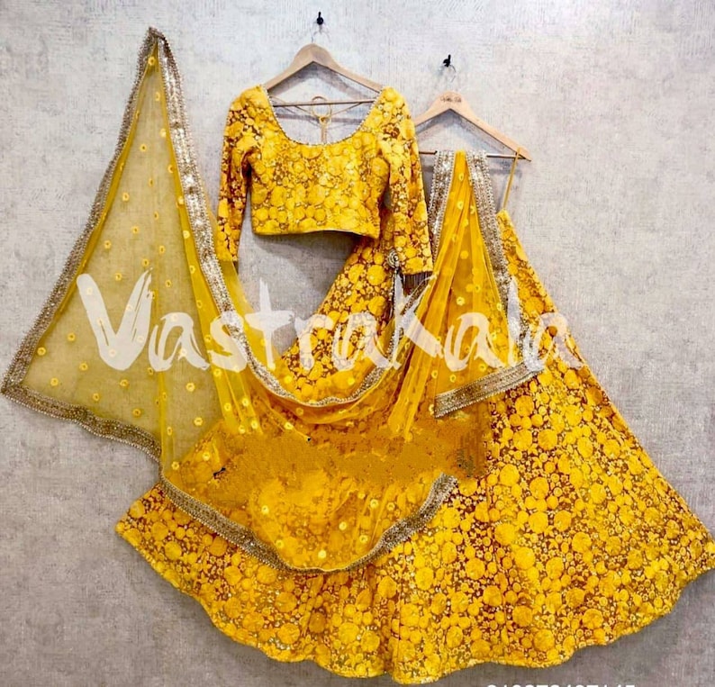 Ethnic tissue net chaniya choli embroidery lehenga skirt crop top wedding Diwali all festivals