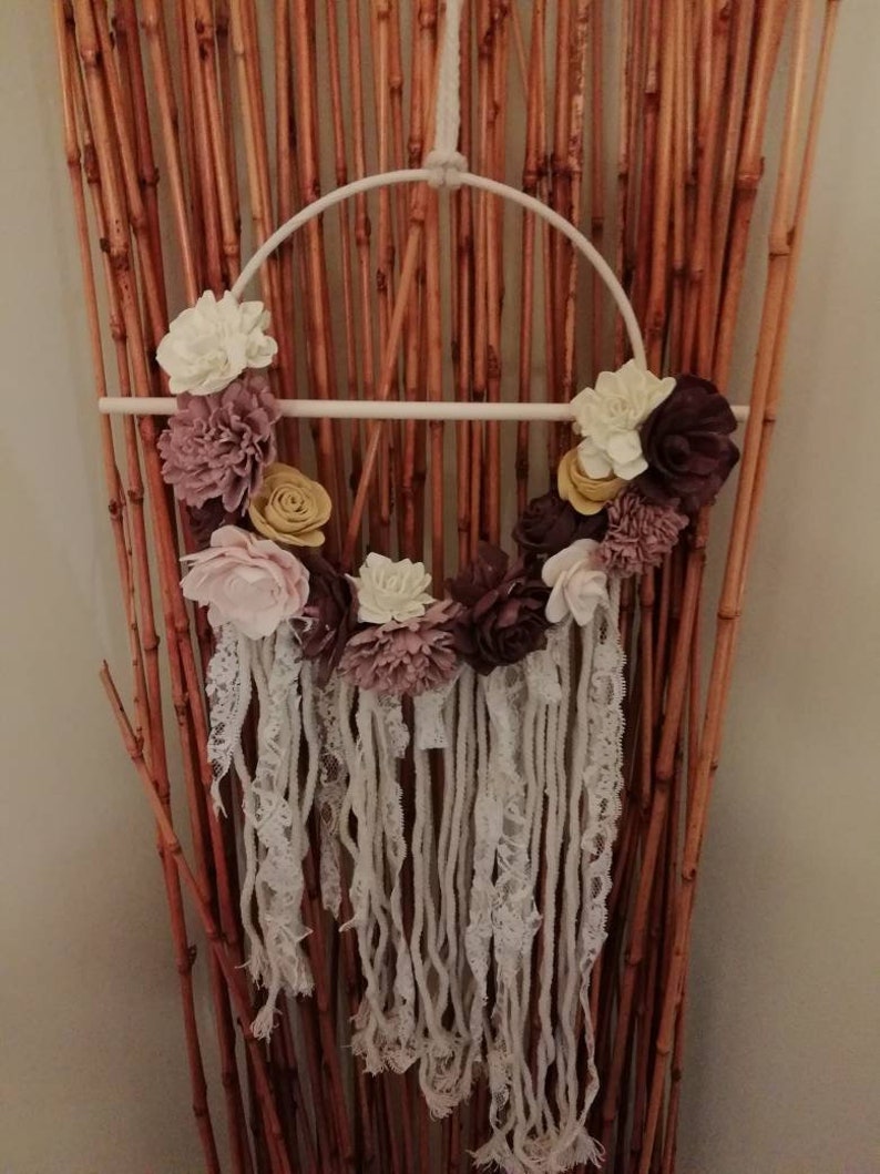 Floral yarn wall tapestry image 0