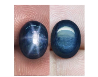 Blue Star Sapphire 7.5 x 5.3 mm Natural 6Rays Star (Moves with Penlight) Natural BlueStar Sapphire Loose Gemstone For Jewellery