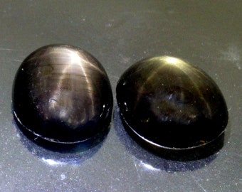 2PCS Natural Black Star Sapphire Oval Cabochon Natural 6Rays Star Sapphire Loose Gemstones Jewellery