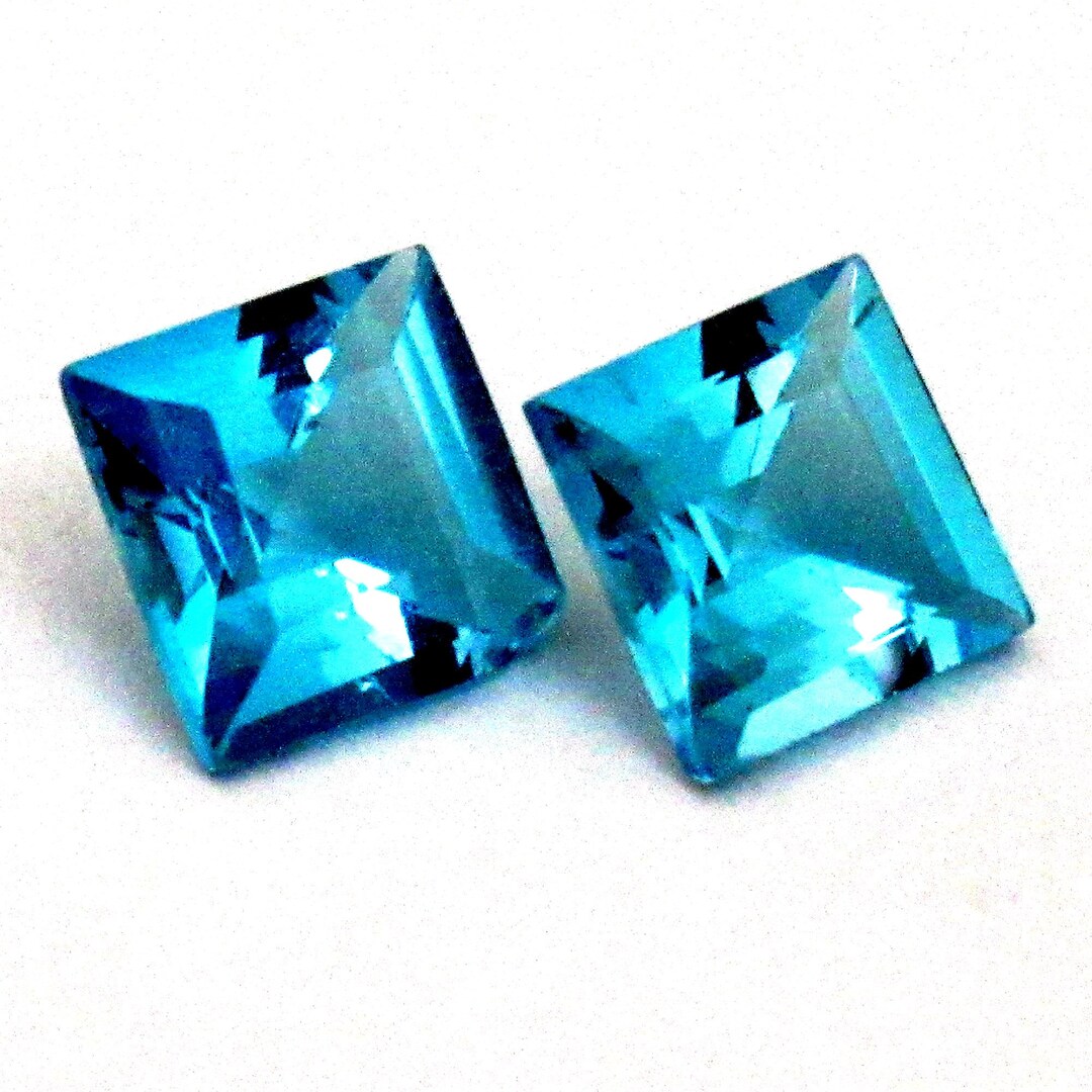 PAIR 6 X 6 Mm Natural Topaz Square Cut Splendid Blue Topaz - Etsy