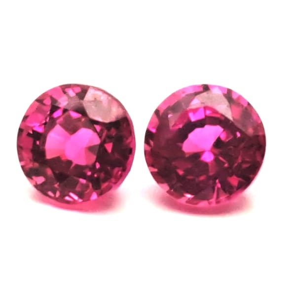 PAIR 9.6 mm Pink Sapphire Round Cut Lab Created Sapphire Loose Gemstones  Jewellery