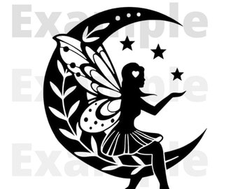Mandala, fairy in a moon, SVG, PNG, Transparent background