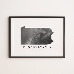 Pennsylvania V2 topographic map print, various sizes and colors, minimalist US state poster, wall hanging by Elevated Map Design on Etsy