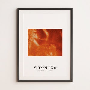 Wyoming V2 topographic map print, various sizes and colors, minimalist US state poster, wall hanging by Elevated Map Design on Etsy
