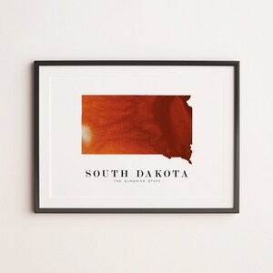 South Dakota V2 topographic map print, various sizes and colors, minimalist US state poster, wall hanging by Elevated Map Design on Etsy