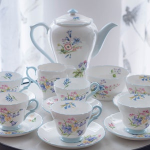 Shelley "Wild Flowers" Pattern Coffee Set for Six