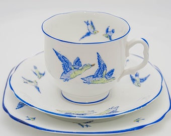 Vintage Royal Albert "Wild Bird" Pattern Tea Cup Trio