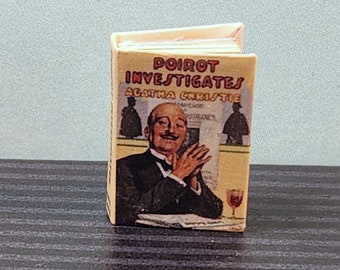 Poirot investiga - Libro en miniatura hecho a mano a escala 1:12