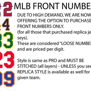 Front Number(s) Only for Authentic or Replica Jersey - ANY NUMBER
