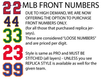 Front Number(s) Only for Authentic or Replica Jersey - ANY NUMBER