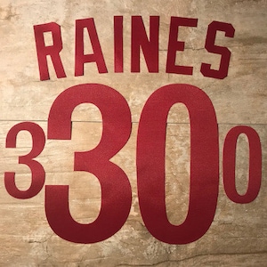 Montreal Expos Lettering Kit for a 1981 Road Jersey - &quot;RAINES&quot; #30