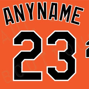 Baltimore Orioles Lettering Kit for an Authentic, Replica, Youth or Toddler Alternate Orange Jersey - ANY NAME & NUMBER