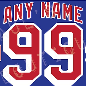 New York Rangers Lettering Kit for an Authentic, Replica or Youth Dark Jersey - ANY NAME & NUMBER