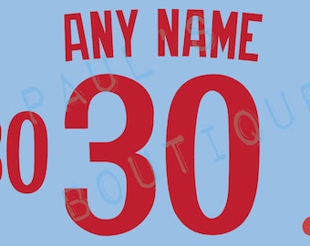 Kit de letras de los Expos de Montreal para una camiseta de visitante auténtica o réplica de 1981: CUALQUIER NOMBRE Y NÚMERO