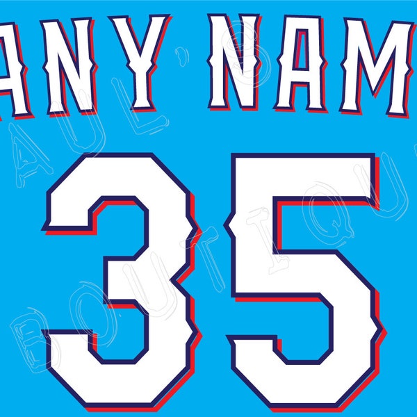 Texas Rangers Lettering Kit for an Authentic 2020-2023 Powder Blue Jersey - ANY NAME & NUMBER