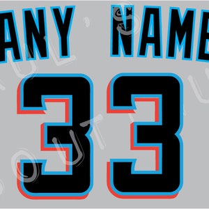 Miami Marlins Lettering Kit for an Authentic Road or Black 2023 Jersey - ANY NAME & NUMBER